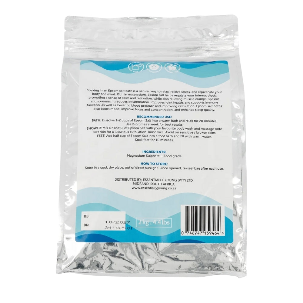 Epsom Salt mined from natural deposits in Germany FCC FOOD GRADE - Muscle Recovery & Detox Soak | 2Kg