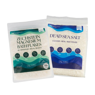 Magnesium Bath Flakes + Dead Sea Salt Bundle - Relax Detox Spa