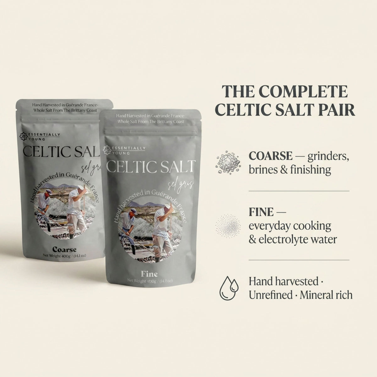 Celtic Sea Salt Bundle – Coarse & Fine 2 x 400g