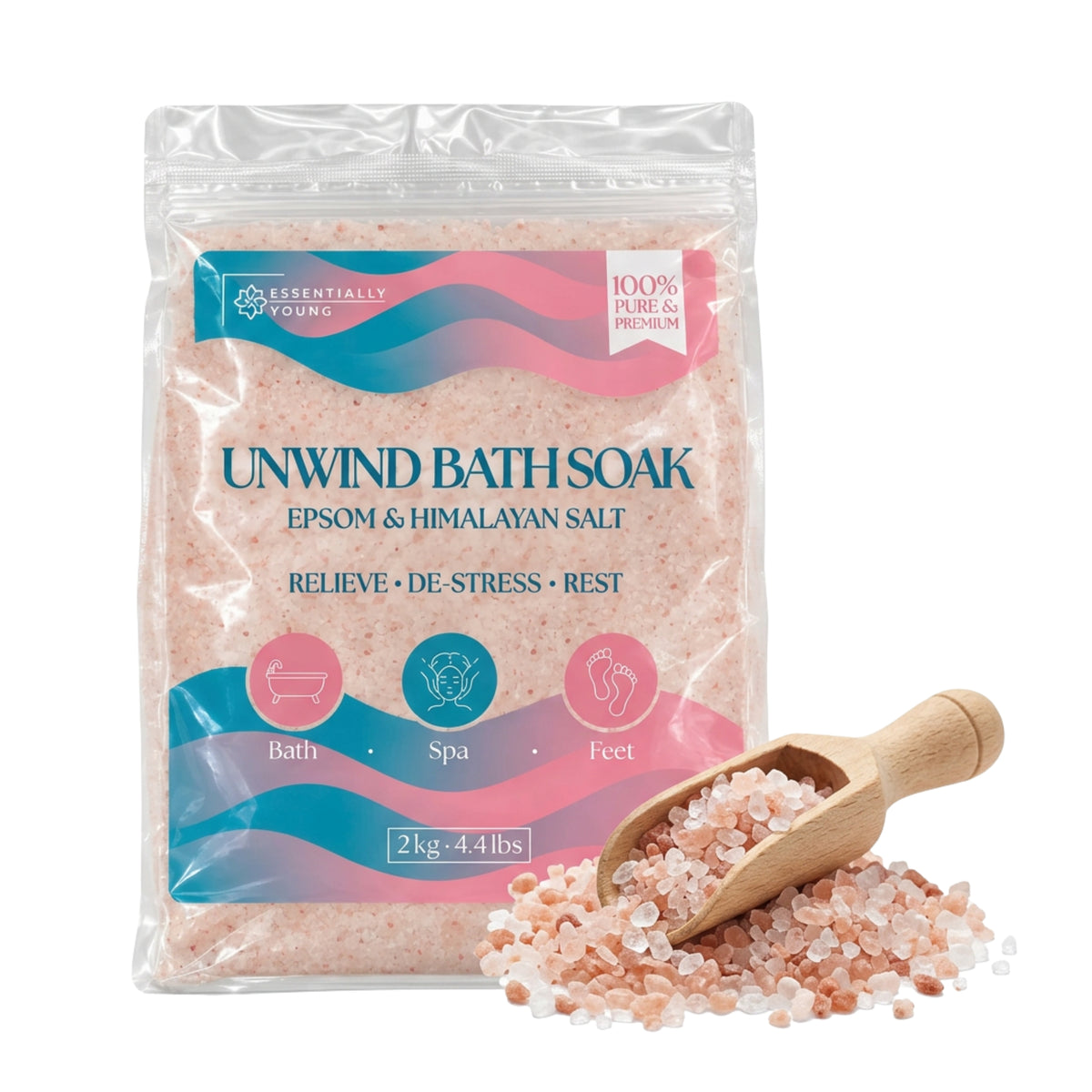 Bath Soak – Essentially Young Unwind, Epsom & Himalayan Salt 2kg