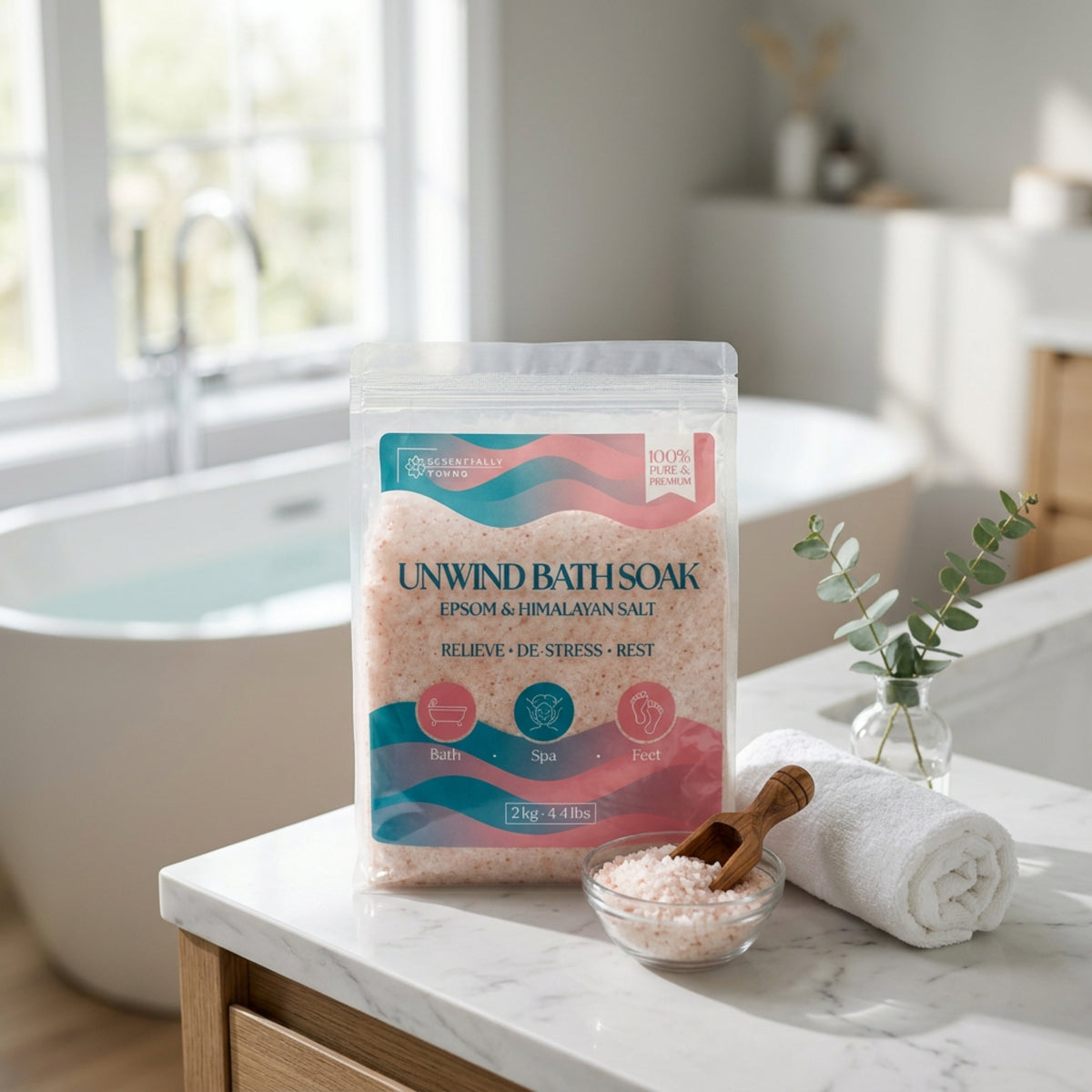 Bath Soak – Essentially Young Unwind, Epsom & Himalayan Salt 2kg