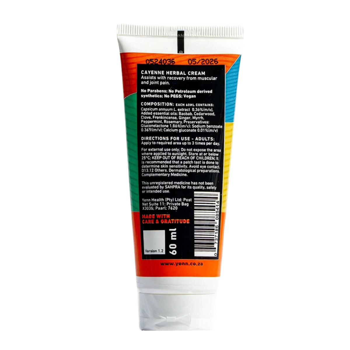 Pain Relief Cream – Yenn Cayenne Muscle & Joint, 60ml