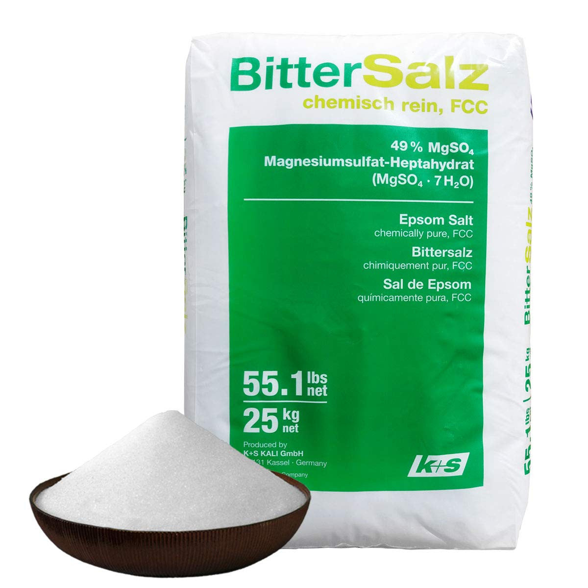 Bulk Epsom Salt ultra fine (Bitter Salz) -Mined from natural deposits in Germany- FCC Grade-imported from Germany | 25kg