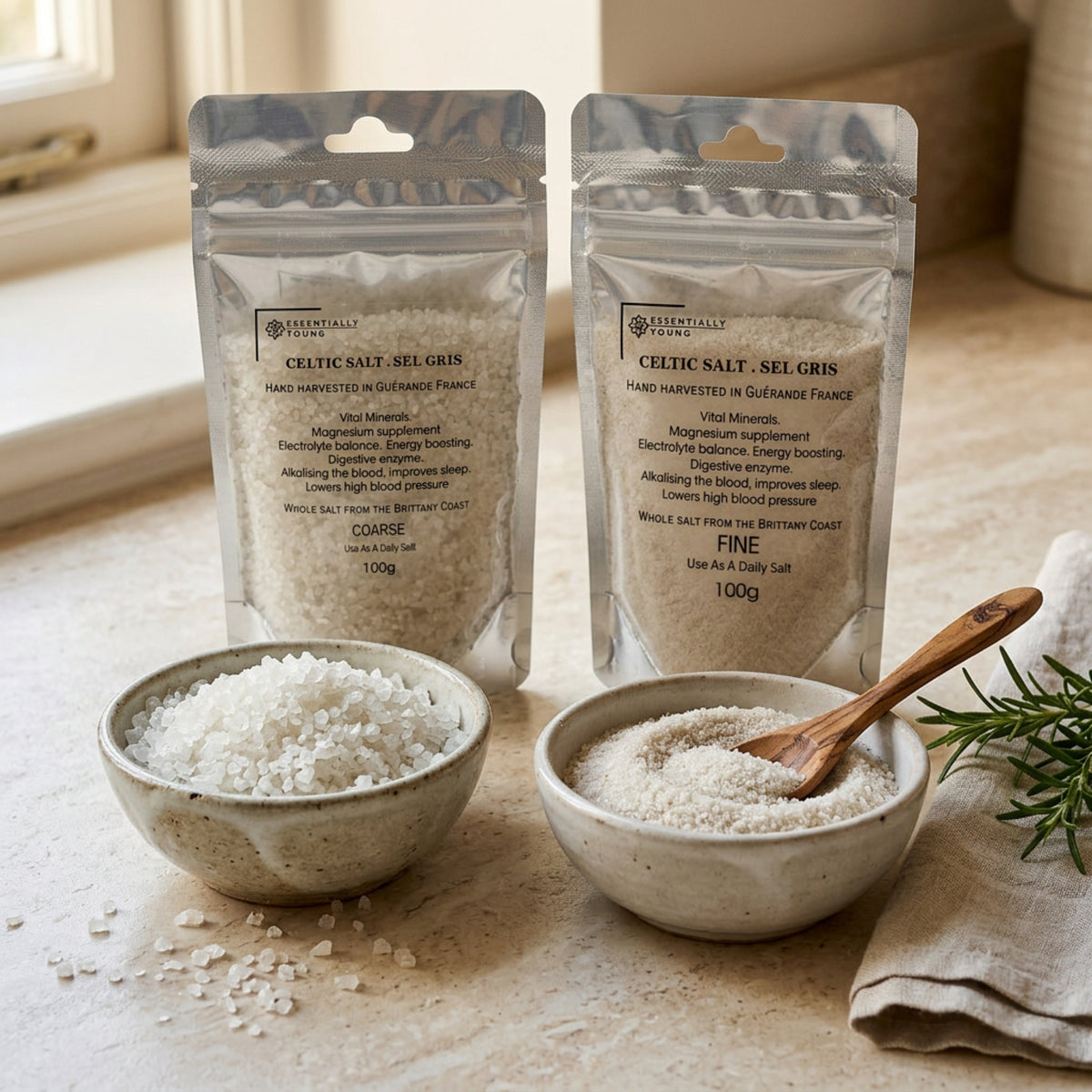 Celtic Salt Bundle 100g | Essentially Young Fine & Coarse
