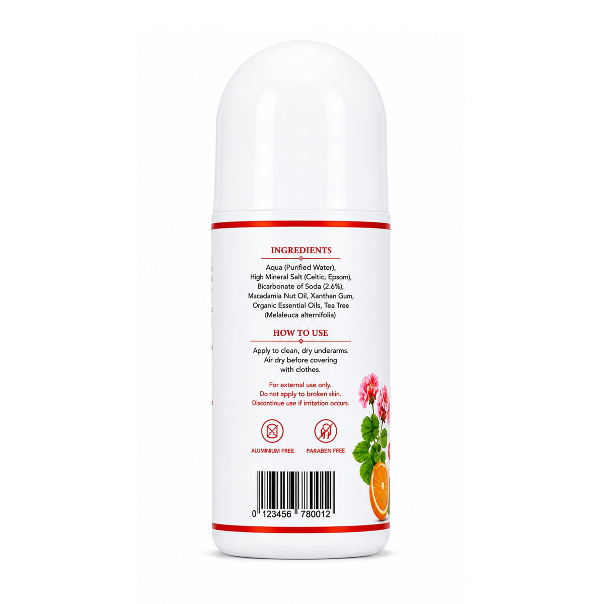 Roll On Mineral Deodorant – FIRE Geranium, Orange & Lemongrass 100g