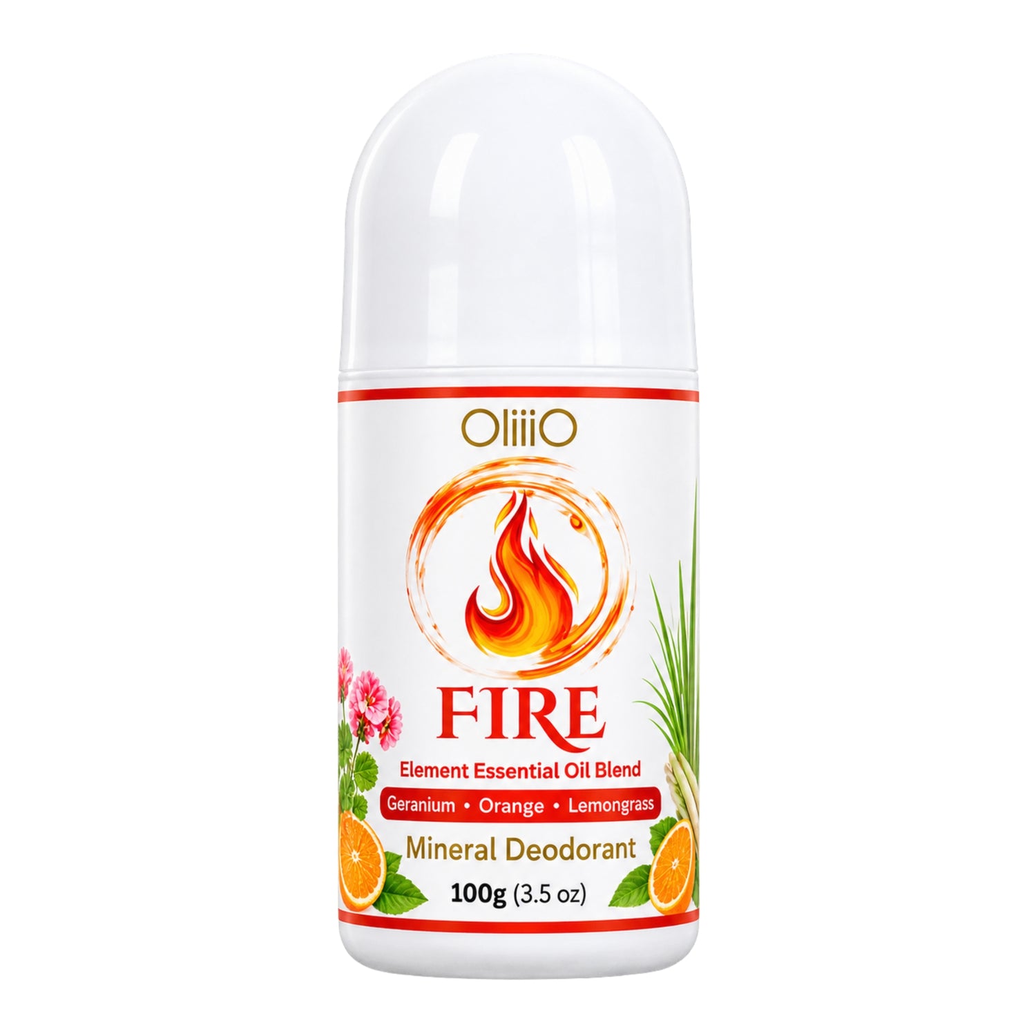 Roll On Mineral Deodorant – FIRE Geranium, Orange & Lemongrass 100g