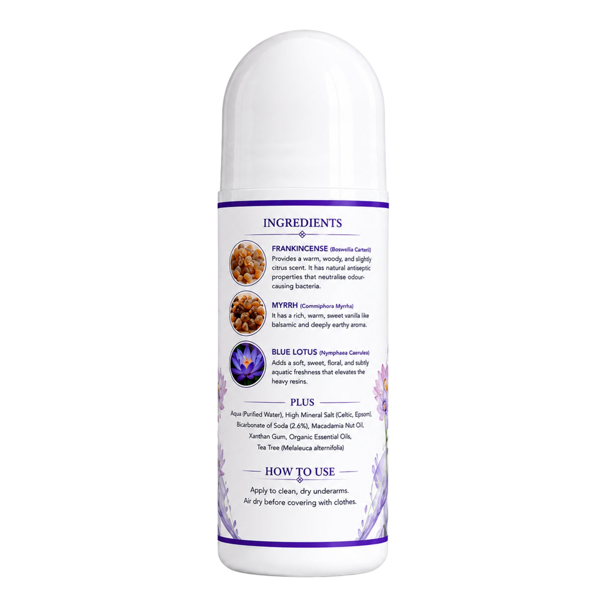 Roll On Mineral Deodorant – AETHER Frankincense, Myrrh & Blue Lotus 100g
