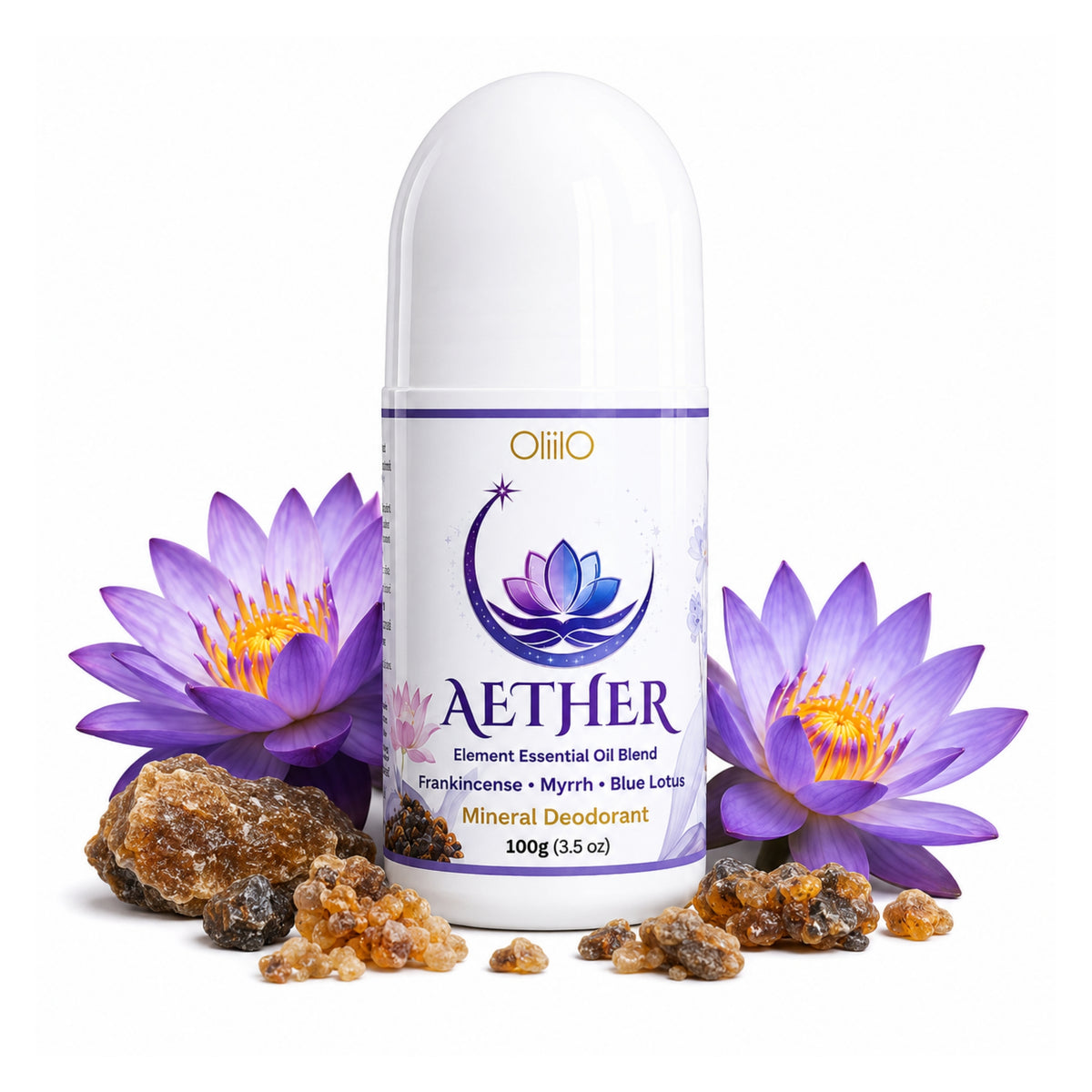 Roll On Mineral Deodorant – AETHER Frankincense, Myrrh & Blue Lotus 100g