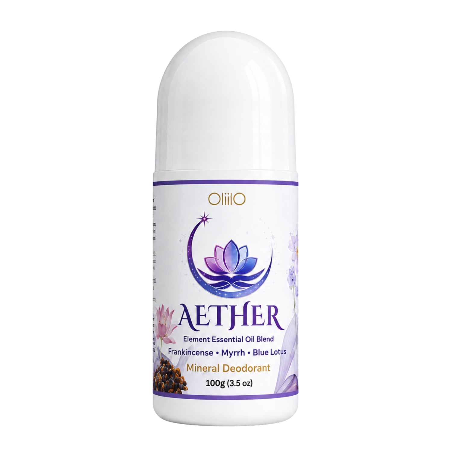 Roll On Mineral Deodorant – AETHER Frankincense, Myrrh & Blue Lotus 100g