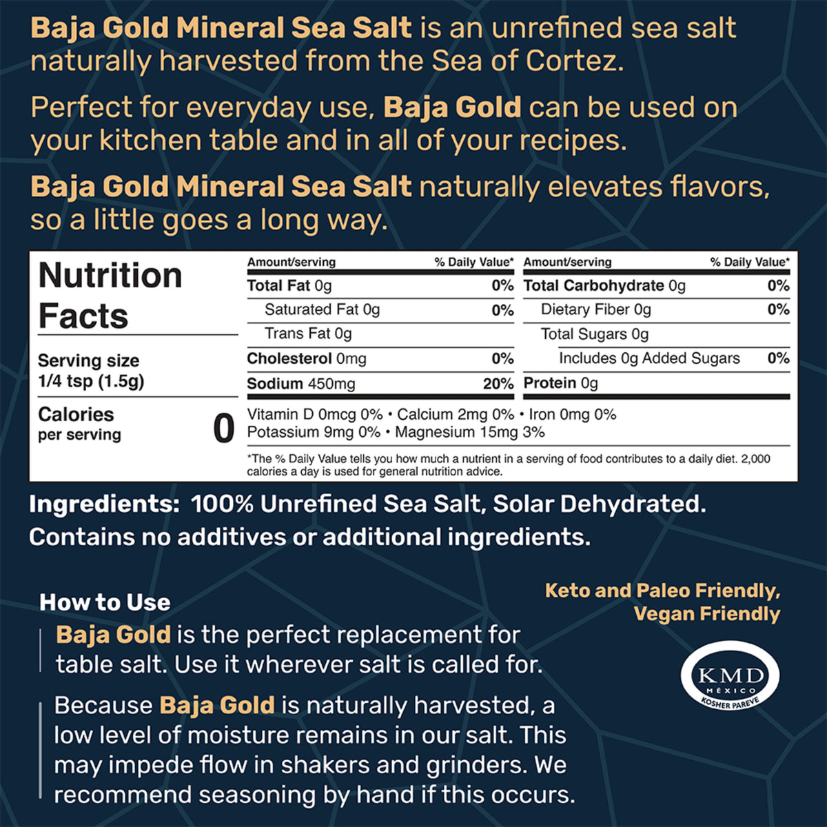 Mineral Sea Salt - Natural Grain, Unrefined, Trace Minerals |AUTHENTIC BAJA GOLD Imported from USA