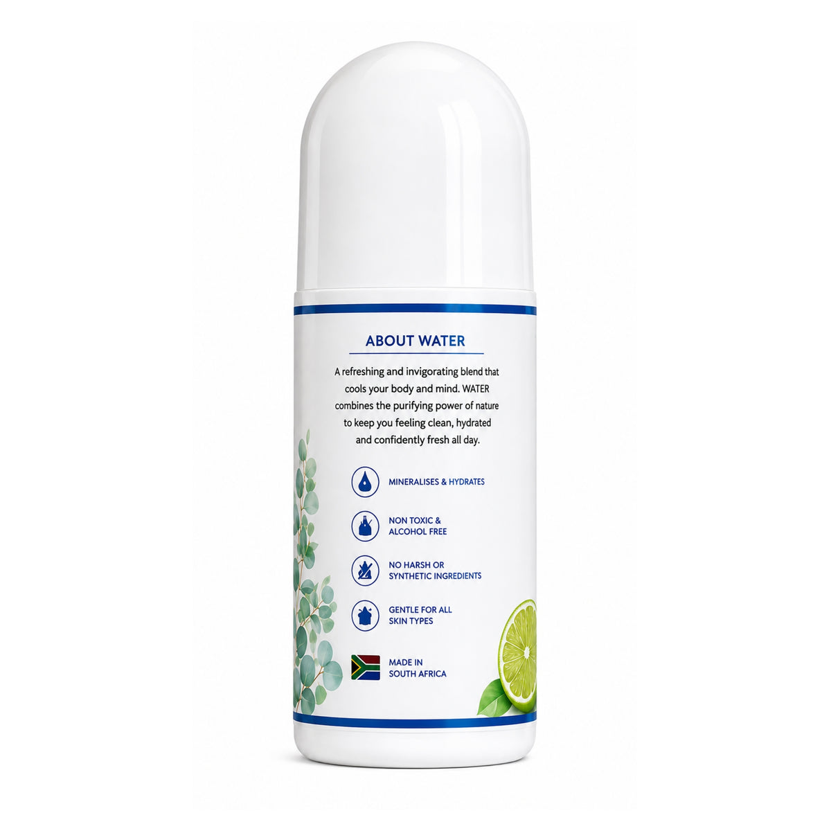 Roll On Mineral Deodorant – WATER Eucalyptus, Bergamot & Lime 100g