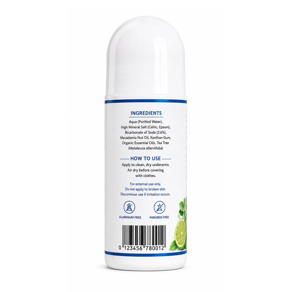 Roll On Mineral Deodorant – WATER Eucalyptus, Bergamot & Lime 100g